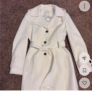 Calvin Klein Off-White Satin-Lined Coat